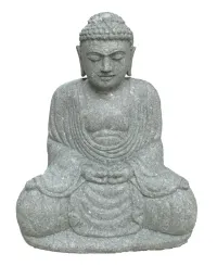 Sitting Buddha, Japanese, Model A, 80 cm height, natural stone (Basanite), stonemasonry. Natural, Grey 